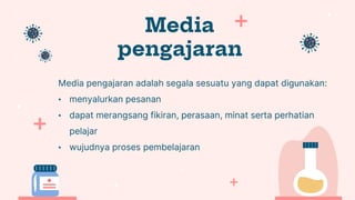 Media
pengajaran
Media pengajaran adalah segala sesuatu yang dapat digunakan:
• menyalurkan pesanan
• dapat merangsang fikiran, perasaan, minat serta perhatian
pelajar
• wujudnya proses pembelajaran
 