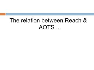 The relation between Reach &
            AOTS ...
 