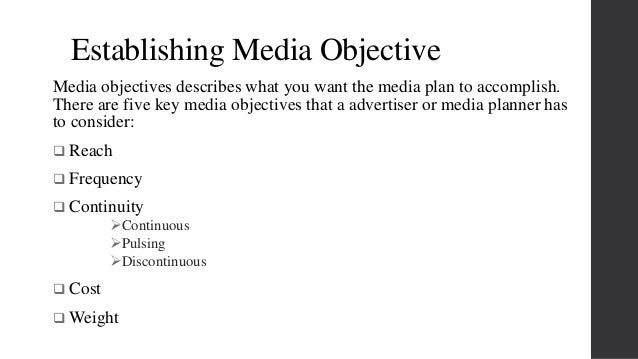 media planning imc media objectives