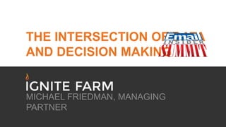 THE INTERSECTION OF DATA
AND DECISION MAKING
MICHAEL FRIEDMAN, MANAGING
PARTNER
 