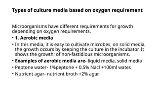 Media preparation and formulation. different types of media, exampes | PPTX