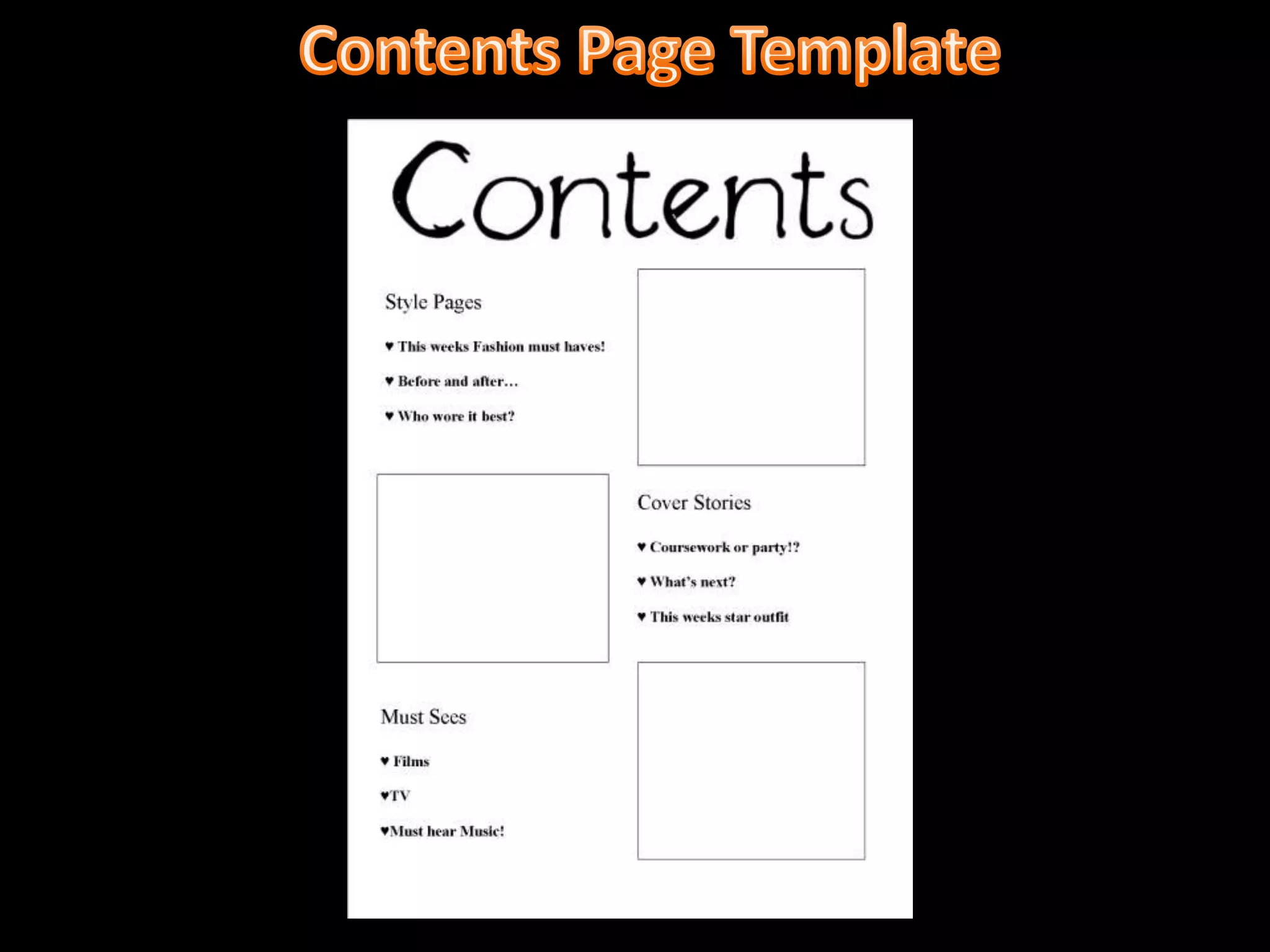 Contents Page Template
