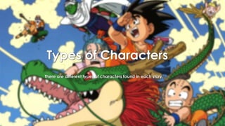 Types of Characters 
There are different types of characters found in each story. 
 