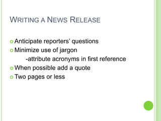 Media Relations Class