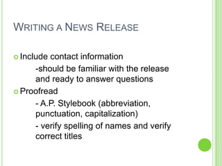 Media Relations Class