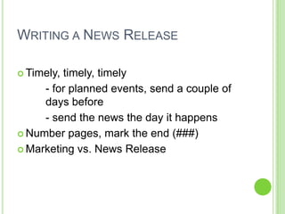 Media Relations Class