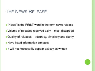 Media Relations Class