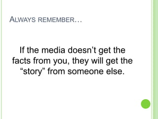 Media Relations Class