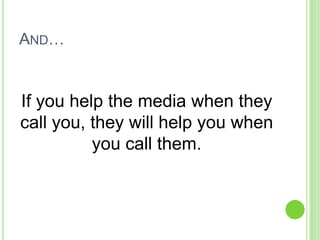 Media Relations Class