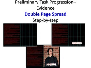 Preliminary Task Progression–
Evidence
Double Page Spread
Step-by-step
 
