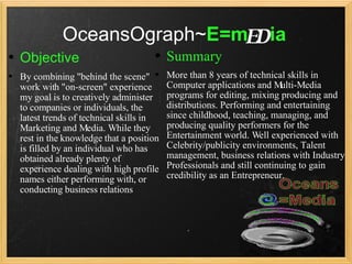 OceansOgraph~ E=m  ia ,[object Object],[object Object],[object Object],[object Object],ED 