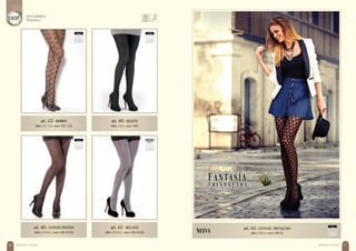 MEDIAS NYLON16 MEDIAS NYLON 17
art. 443 - FANTASÍA TRIÁNGULOS
talles: 1-2-3-4 / sizes: S-M-L-XLNUEVA
art. 453 - ROMBOS
talles: 1/2 - 3/4 - sizes: S/M - L/XL
art. 403 - RELIEVE
talles: 1-2-3 / sizes: S-M-L
art. 405 - FANTASÍA PINTITAS
talles: 1-2-3-4-5 / sizes: S-M-L-XL-XXL
art. 431 - MELANGE
talles: 1-2-3-4-5 / sizes: S-M-L-XL-XXL
melange
oscuro
PANTYMEDIAS
Pantyhose
 