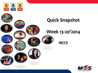Quick Snapshot
Week 13-20’2014
MCCS
 