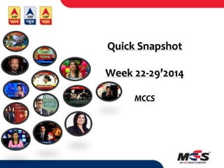 Quick Snapshot
Week 22-29’2014
MCCS
 