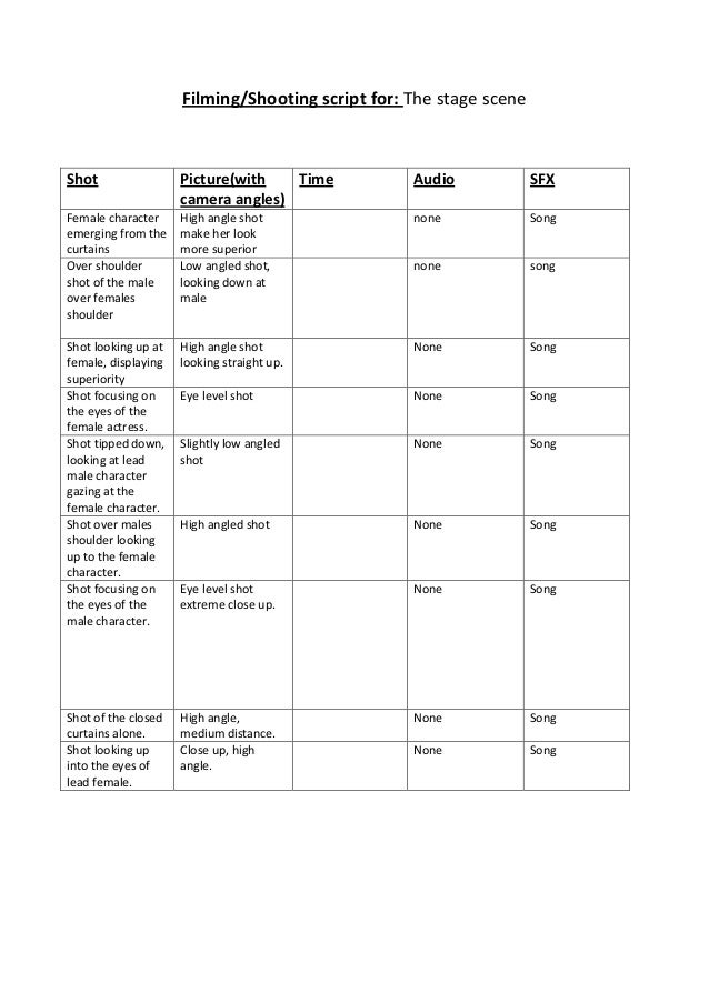 Media shooting script