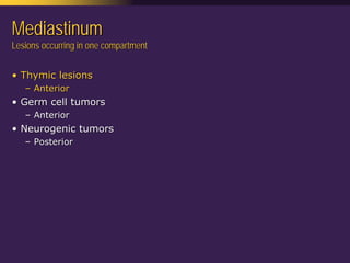 Mediastinal  Pathology  Compartmental  Approach
