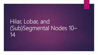 Hilar, Lobar, and
(Sub)Segmental Nodes 10–
14
 