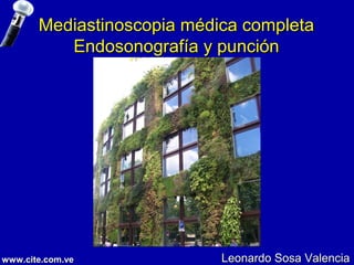 Mediastinoscopia médica completa
          Endosonografía y punción




www.cite.com.ve             Leonardo Sosa Valencia
 