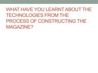 TARGETED TOWARDS THE YOUNGER GENERATION. TEENAGERS.However, my magazines audience is slightly different. Its targeted more towards teenage girls and mass market women. This is shown on my front cover, contents page and double page spread by the use of:MAIN IMAGE - females