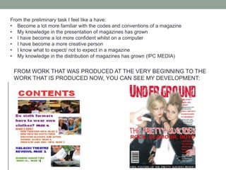 I attracted my aduience to my magazine through the attitude throughout:The attitude on the front cover by the band is extremely important. It attracts the audience straight away by their body language. That really does give the message out as ‘WE DON’T CARE?!’ The use of the swearing of the fingers also attracts the audience. That because the girls are only young, why do they look so original, different and why do they have so much attitude? The girls faces are also quite stern, they are not smiling, yet able to look pretty. This attracts the reader too.I think that for the attitude of the magazine portrayed this needs to be done on the front cover, because this is the page the potential consumer will look at when looking for a music magazine.
