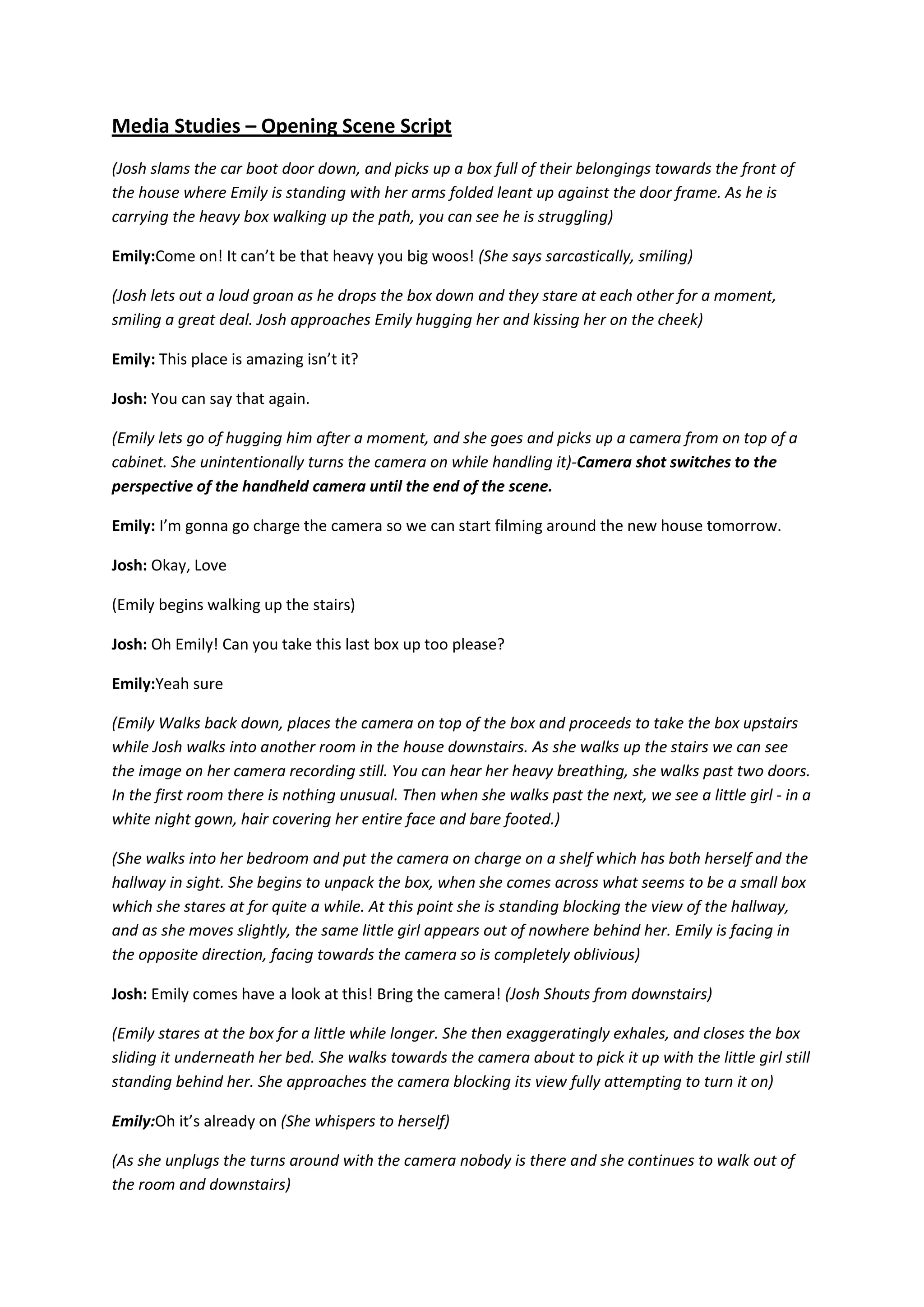 Media studies script | DOCX | Cameras and Camcorders | Consumer Electronics