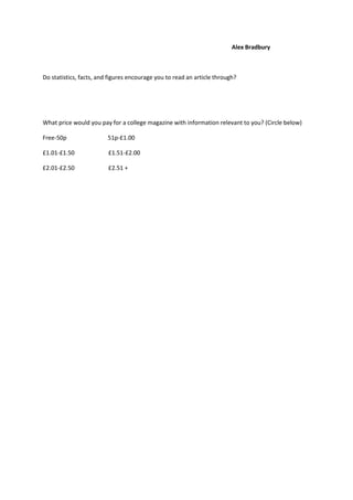 Media studies magazine questionnaire alex bradbury | DOCX