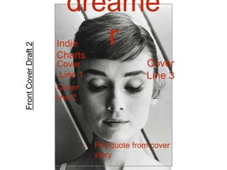 dreame
rIndie
Charts
Cover
Line 1
Cover
line 2
Pull quote from cover
story
Cover
Line 3
FrontCoverDraft2
 