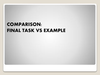 COMPARISON:
FINAL TASK VS EXAMPLE
 