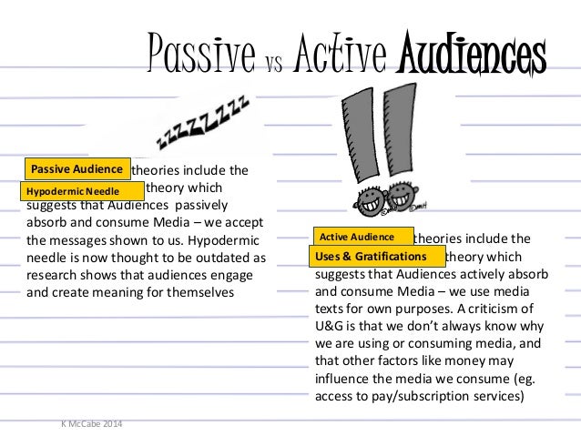 media audience The theory places focus on the audience and how people do with media rather than what the media does to people. media audience The theory places focus on the audience and how people do with media rather than what the media does to people.