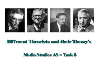 Different Theorists and their Theory's
Media Studies AS – Task 8

 