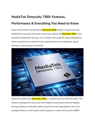 Dimensity 7360 MediaTek Dimensity 7360_ Features, Specs, Performance & Everything You ...