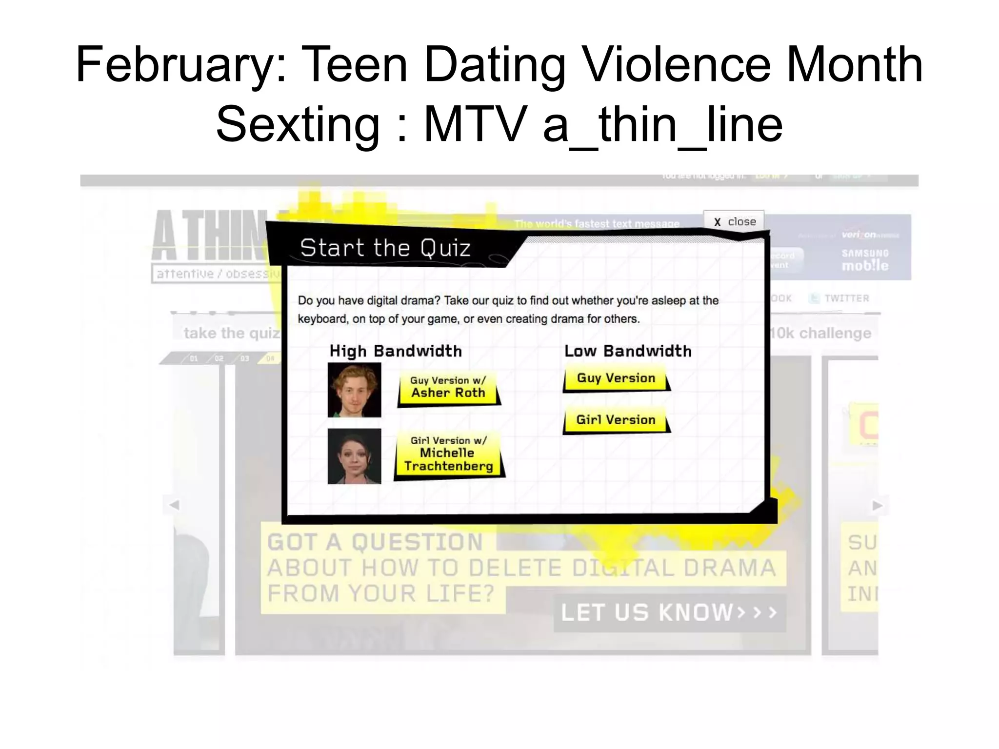 February: Teen Dating Violence MonthSexting : MTV a_thin_line