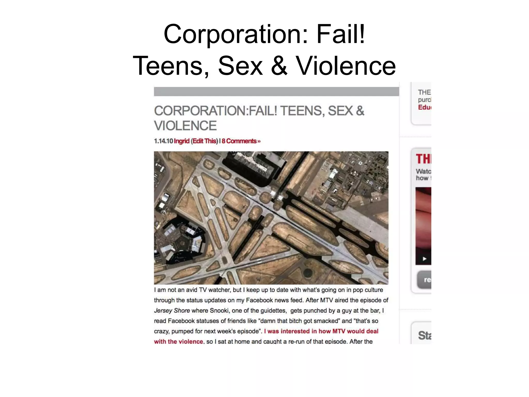 Corporation: Fail! Teens, Sex & Violence