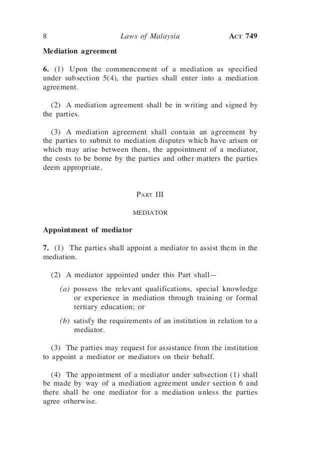 Mediation Act Msia