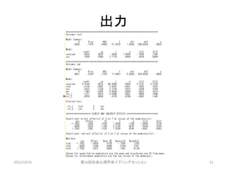 出力
2015/10/31 第56回社会心理学会イブニングセッション 51
 