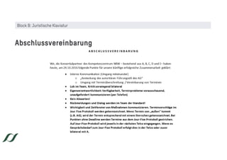 Abschlussvereinbarung
Block B: Juristische Klaviatur
 