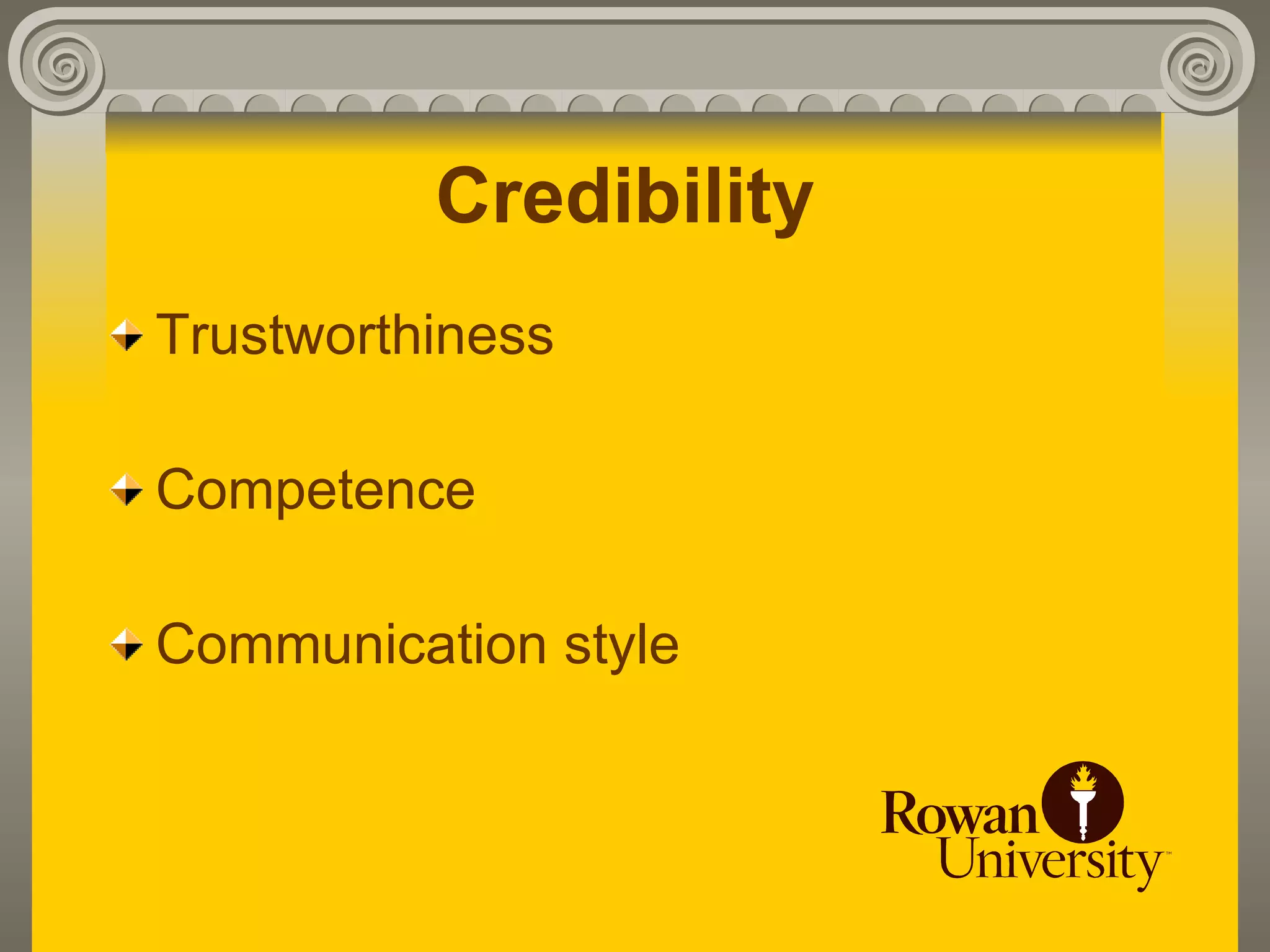 Credibility
Trustworthiness

Competence

Communication style
 