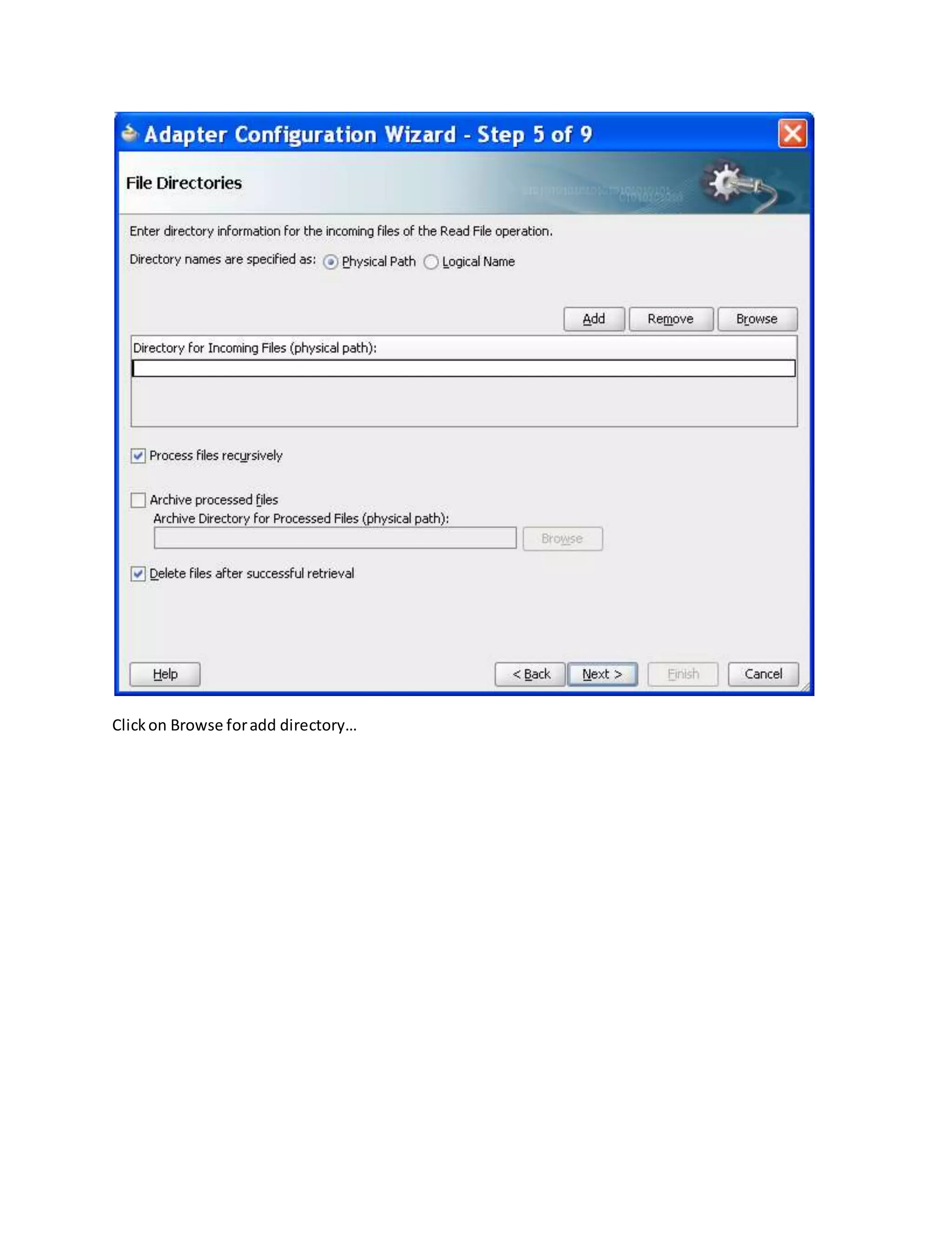 Clickon Browse foradd directory…