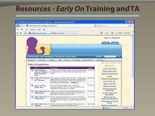 Resources - Early On Training and TA
 