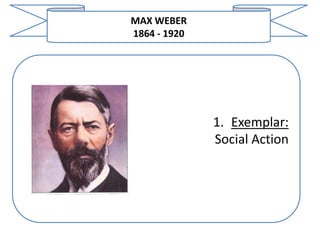 MAX WEBER
1864 - 1920




              1. Exemplar:
              Social Action
 