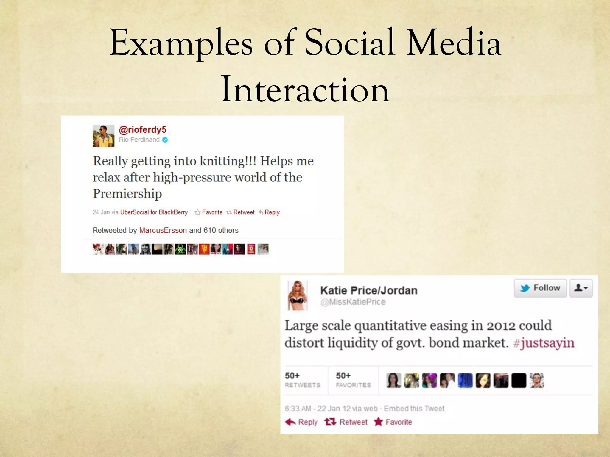 Examples of Social Media
Interaction
 