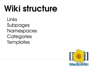 Links Subpages Namespaces  Categories Templates Wiki structure 