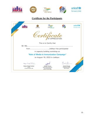 15
Certificate for the Participants
 