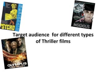 Target audience for different types
of Thriller films
 