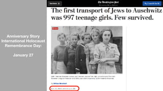 Anniversary Story
International Holocaust
Remembrance Day:
January 27
 