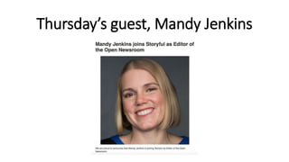 Thursday’s guest, Mandy Jenkins
 
