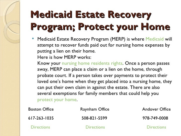 Medicaid estate recovery program; protect your home