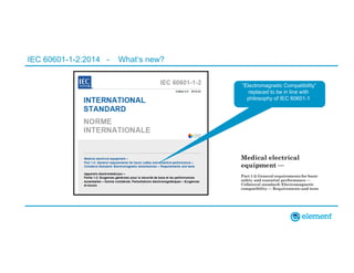 IEC 60601-1-2:2014 - What‘s new?
“Electromagnetic Compatibility”
replaced to be in line with
philosophy of IEC 60601-1
 