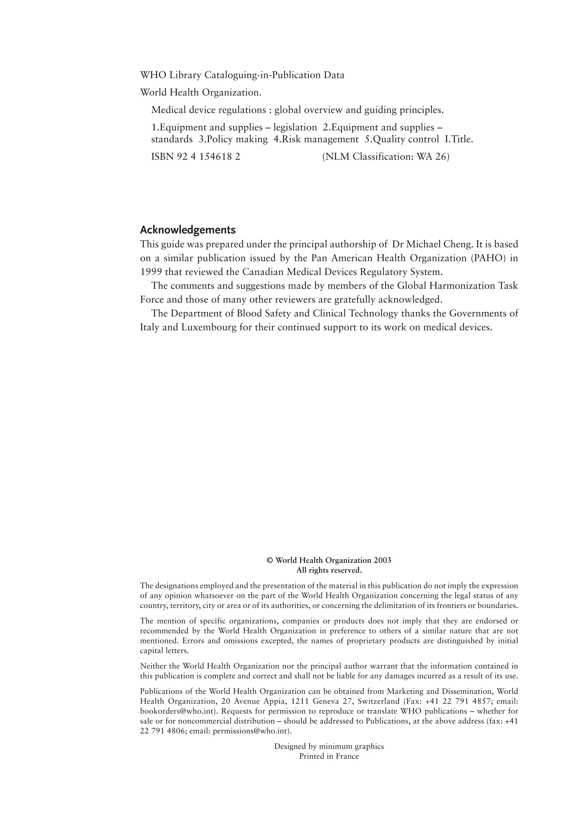 Medical Device Regulations Global Overview And Guiding Principles