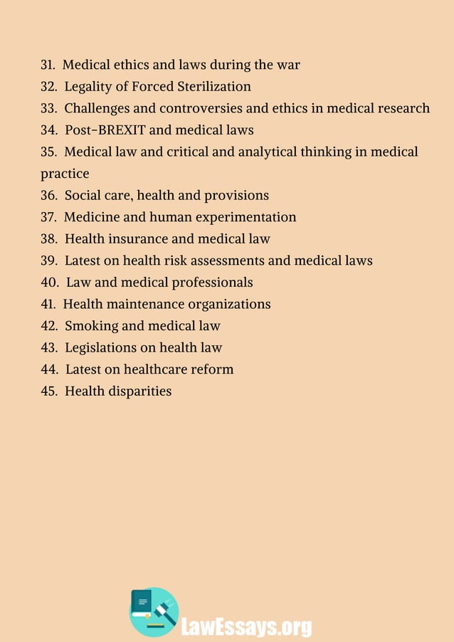 healthcare law dissertation topics